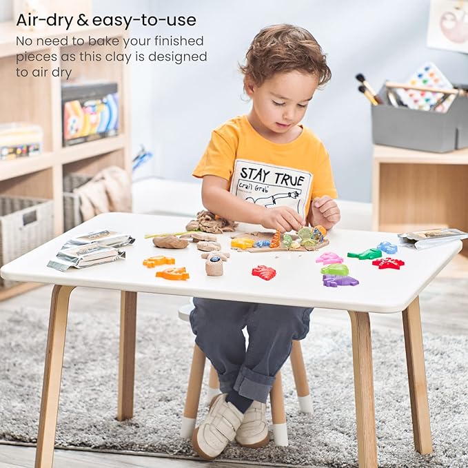 Arteza Kids Air-Dry Modeling Clay Kit, 6 x 8-oz Packs, 12 Sandy Clay Molds and 15 Assorted Sea-Life Beach Decorations, Soft, Pliable, Supplies for Kids’ Crafts and Sensory Play