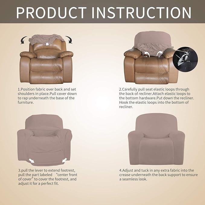 Easy-Going Oversized Recliner Stretch Sofa Slipcover Sofa Cover 1 Piece Furniture Protector Couch Soft with Elastic Bottom Kids,Polyester Spandex Jacquard Fabric Small Checks(Oversize Recliner,Pink)