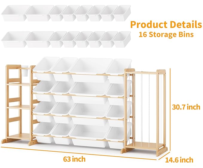 Storage Organizer with Bookshelf and Stuffed Animal Storage - Playroom Organization with Shelves and 12 Bins - Living Room Box for Lego - Bedroom Decor Essentials