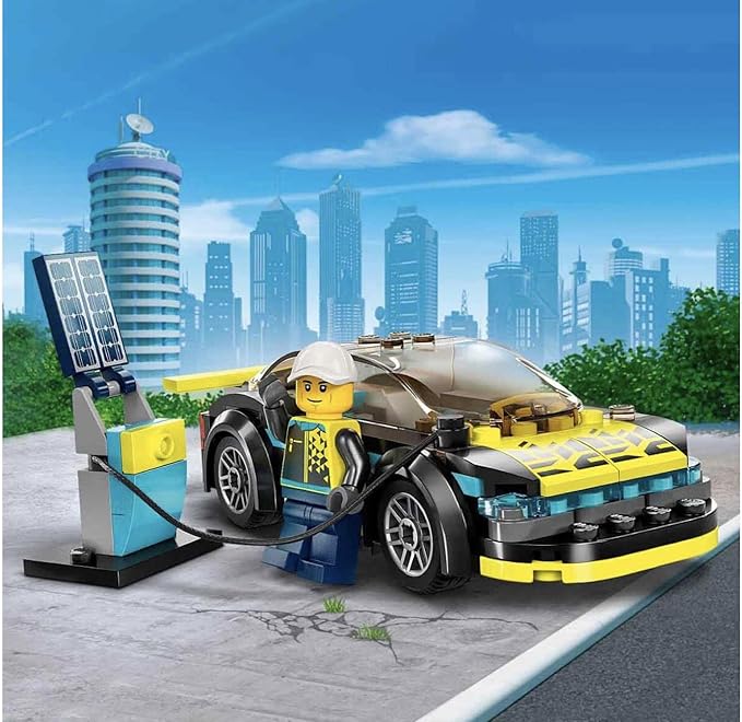 LEGO 60383 City Electric Sports Car Toy for 5 Plus Years Old Boys and Girls, Race Car for Kids Set with Racing Driver Minifigure, Building Toys