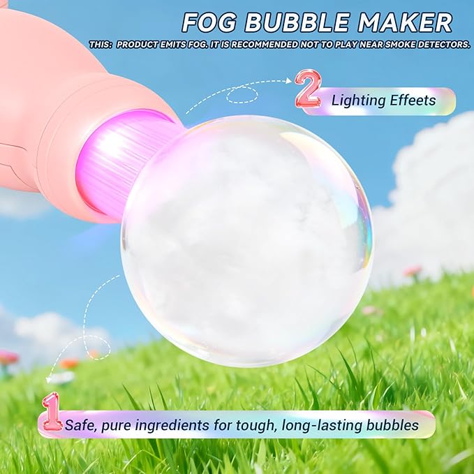 Elastic Bubble Fog Wand, Fog Bubble Machine for Kids, STEM Toy & Science Experiment Kit for Kids, Birthday Gift for 6 Year Old Girl/Boy, Magic Bubble Machine with Lights and Music (Bule)
