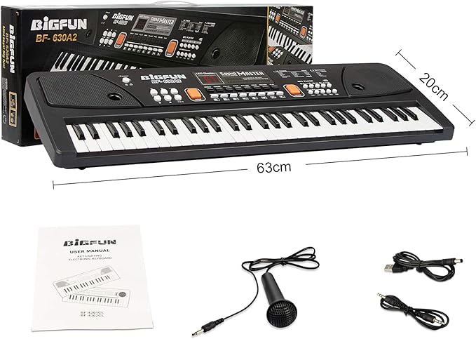 LeeQee Digital Keyboard Piano for Kids & Beginners, 61 Keys Multifunction Electric Piano Keyboard with Microphone, Educational Instrument Musical Toy for 3-12 Years Old Boys Girls (Black)
