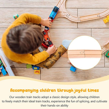 16 Pcs Straight Wooden Tracks Expansion Wood Train Track Connectors and Adapters Male Male Female Female Train Track Accessories Wood Train Track Pieces Train Bridge for Most Major Toy Trains Railway