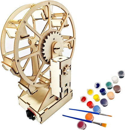 Electric Wooden Ferris Wheel Building Kit - DIY STEM Educational Toys for Girls and Boys - 3D Working Construction Scientific Model Kits - Engineering Assembly Project for Kids, Teens & Adults