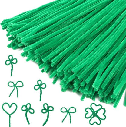 Caydo 200 Pieces Green Pipe Cleaners for Mother's Day Decorations, Craft Chenille Stems for Kids DIY Art Craft Projects (6 mm x 12 inch)