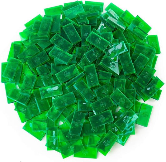 Bulk Dominoes Plastic Bulk 100pcs – Building and Stacking and Chain Reaction Toppling STEAM Toy Blocks for Kids (Clear Emerald)