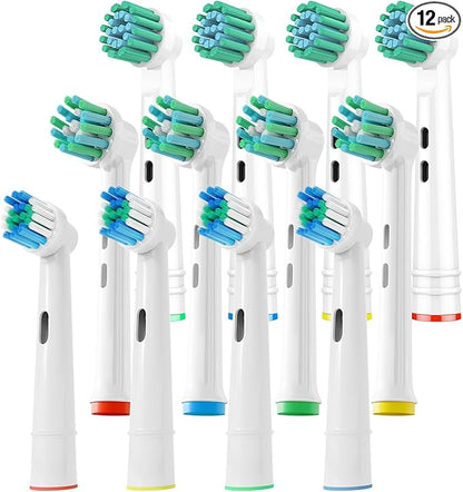 12 Pack Replacement Toothbrush Head Compatible with Oral B Braun Pro1000 and More (Pro3000 Pro5000 Pro7000)