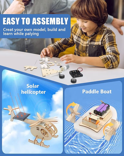 Poraxy 5 Set STEM Kits for Kids Ages 8-10, Model Car Kits, Wooden 3D Puzzles, Educational Science Experiment Kits, Building Toys for Ages 8-13, Gifts for Boys and Girls 7 8 9 10 11 12 13 Year Old