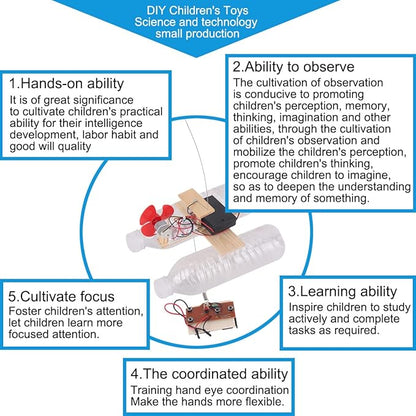 Wooden Electric Wind Powered Boat Model Kit, Science Experiment Kit for Youth Age, Wireless Remote Control Wind Boat Stem Project, Educational DIY STEM Set for Youth