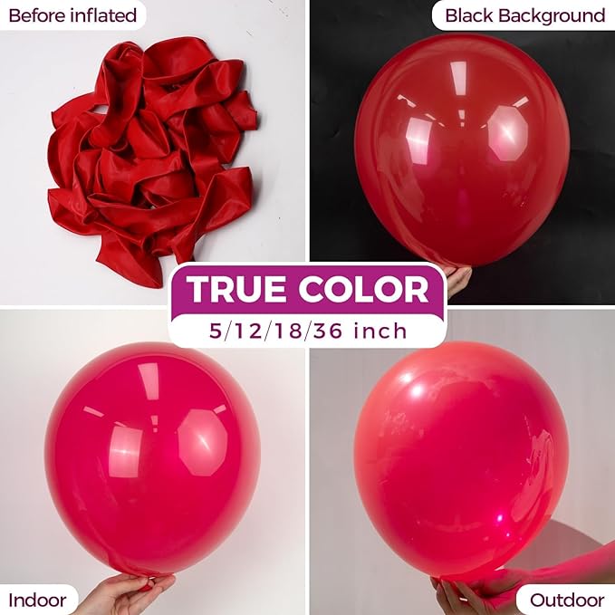 Bezente Red Balloons Latex Party Balloons - 100 Pack 12 inch Round Helium Red Balloons for Valentines Day Casino Theme Wedding Birthday Patriotic Party Decorations