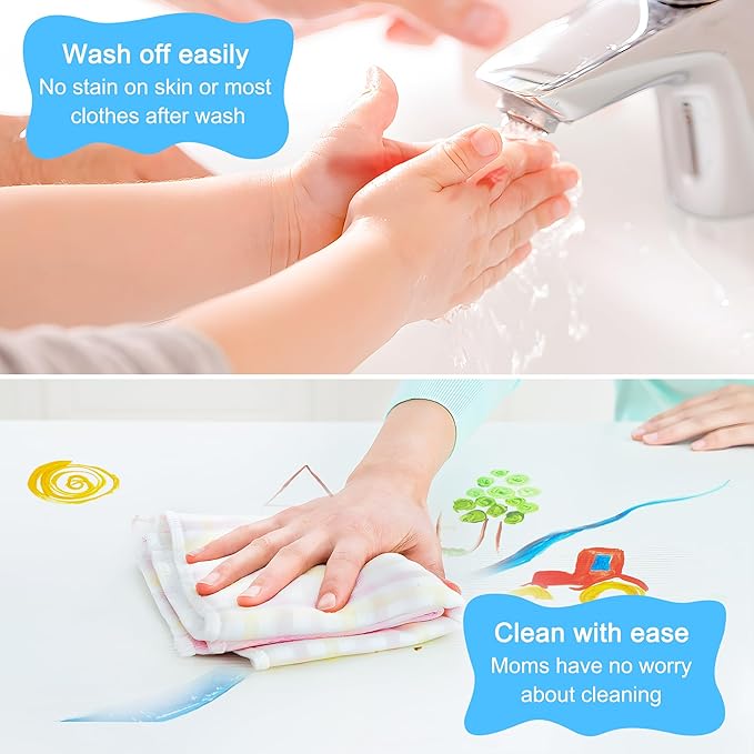 Kids Washable Finger Paints Set, Shuttle Art 33 Pack Non Toxic Kids Painting Set with 10 Colours (60ml) Finger Paints, Paint Pad, Sponge Paint Brushes, Eco Natural for Children and Toddler