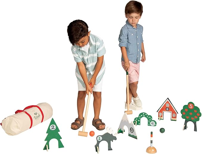Manhattan Toy Through The Woods Two-Player 11-Piece Croquet Set for Kids with Travel Storage Bag