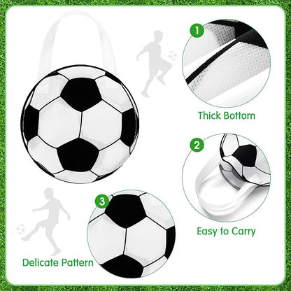 Aoriher 158 Pcs Soccer Party Favors Set Bulk Sport Non Woven Gift Bags Slap Bracelets Mini Bouncy Balls Toy Whistle Keychains Sticker Stampers for Sport Party Supplies(Soccer)