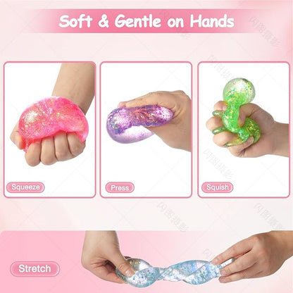 Sugar Dumpling Squishy, Glitter Squishies Dumpling Mystery Box, Viral Bao Bun Squeeze Toy,Stress Relief Fidget Toys (Pink)