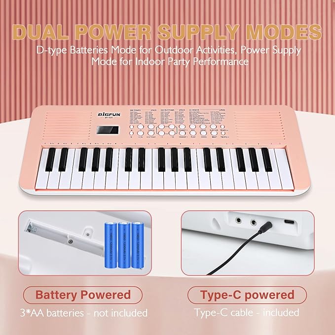 Raimy Kids Keyboard Piano with Two Speakers, 37 Keys Electric Music Instruments Piano Keyboard with Mic, Early Education Music Toddlers Children Toys Gifts for 3 4 5 6 7 8 9 10 11 12 Years Old Girls