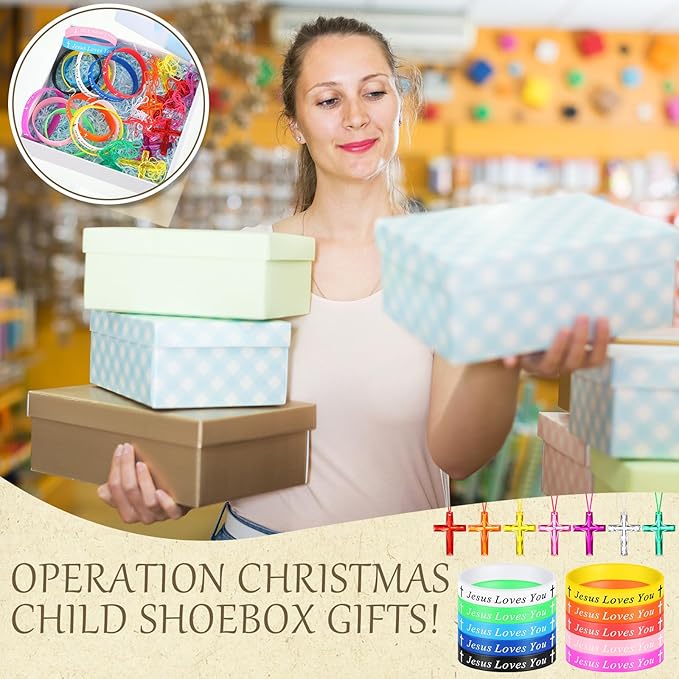 PerKoop 120 Pcs Christian Gifts Include Jesus Loves You Silicone Bracelets and Plastic Cross Necklace for Christian Party Favors