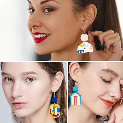 Polymer Clay Earring Making Kit with Gift Box, Including 32pcs Polymer Clay Cutters, 24pcs Oven Bake Clay, 30 Set Earring Rings&Hooks, Jewelry Making Kit for Teen Girls