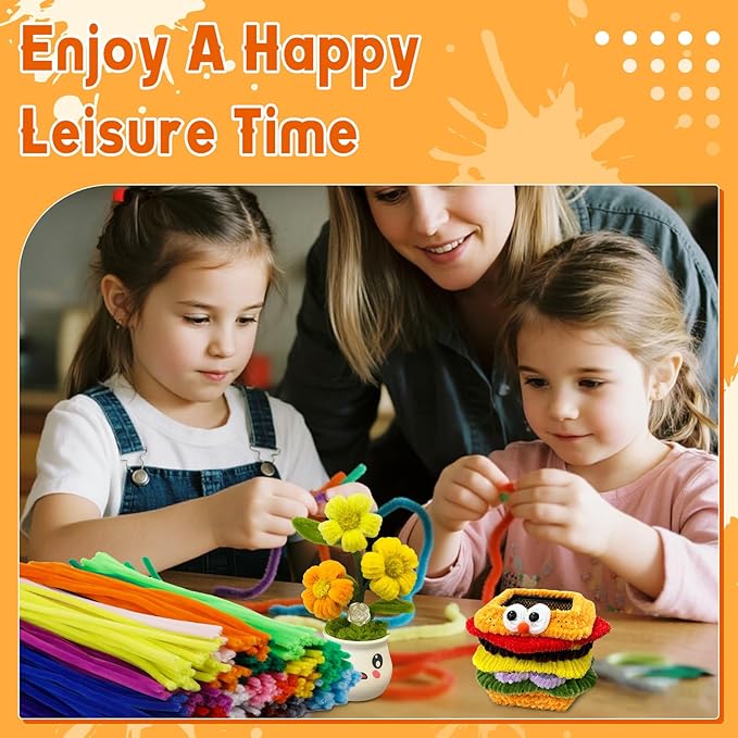 200 Pcs Pipe Cleaners, 20 Colors Pipe Cleaner Craft, Black Pipe Cleaners Bulk Chenille Stems Craft Supplies for DIY Cleaning Home Decorations