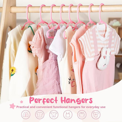 HOUSE DAY Premium Baby Hangers 20 Pack, 11 Inch Kids Plastic Hangers Pink, Slim Childrens Hangers for Infant, Toddler, and Child Clothes, Durable Baby Clothes Hangers for Closet