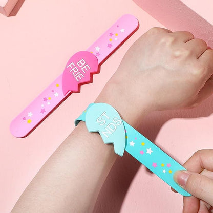 Friend Style Theme Slap Bracelets Party Favors-Cute Unicorn Rainbow Silicone Wristbands (6pack) for Boys & Girls Birthday Party Supplies