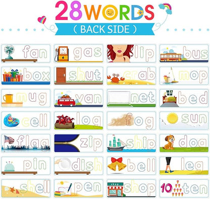 KMUYSL Learning Toys for 2 3 4 5 6 Years Old Boys and Girls - See & Spell CVC Word Builders with Alphabet Cards for Kids, Preschool Learning Activities Toys, Idea Birthday Gifts for Age 2-4 4-6 Kids