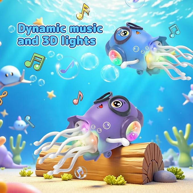 Baby Toy Jellydancer, Crawling Jellydancer Tummy Time Toy Kids Fidget Toy for Girls 3-6 Boys 6-12,Magic Dancing Loud Music Crawling Toys for 3 4 5 6 7 8 Year Old Children Birthday Gifts