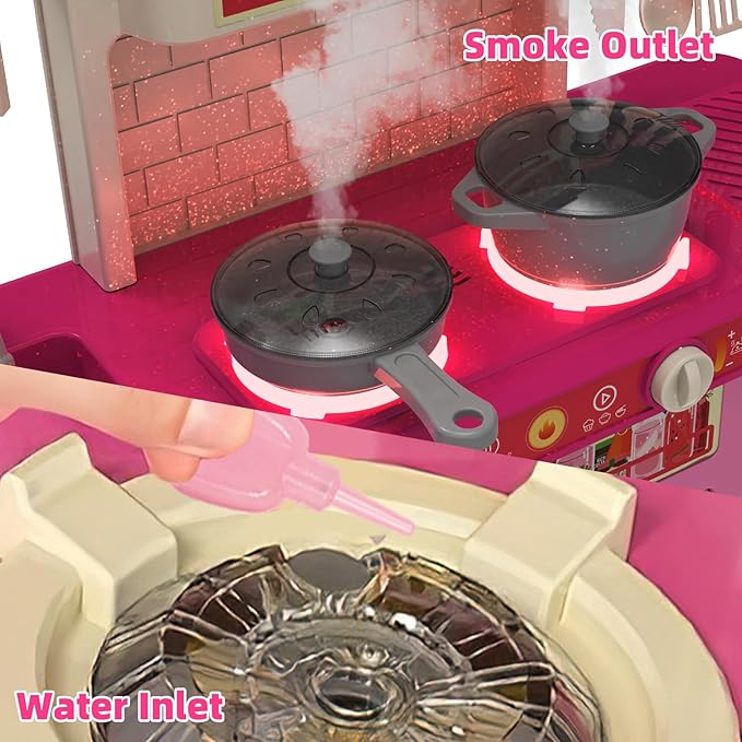 Play Kitchen for Girls & Boys - Realistic Toy Kitchen Set with Lights, Sounds, & Water Circulation for Ages 3-8