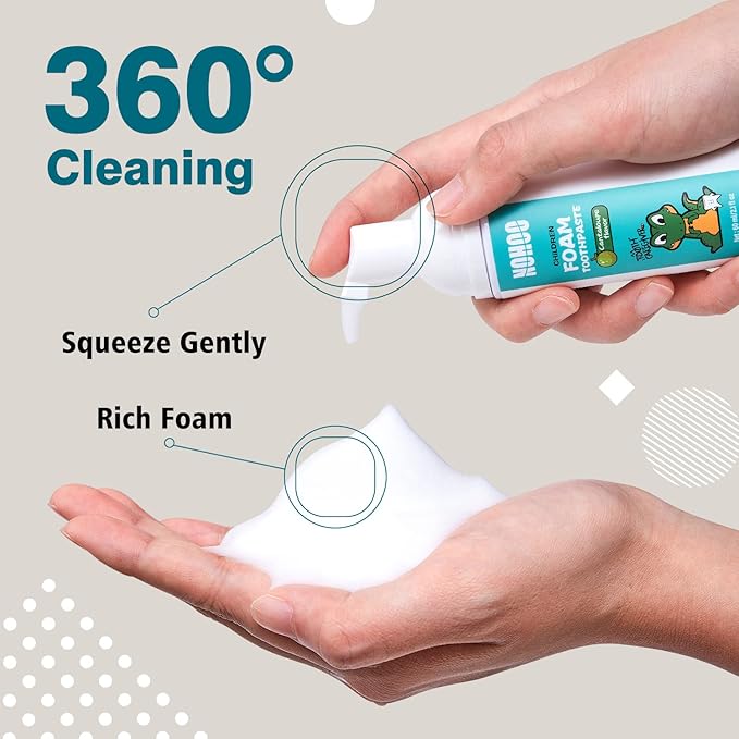 NOHOO Kids Foam Toothpaste with Fruit Flavor,Fluoride Free Natural Formul, Foam Toothpaste for Electric Toothbrush,Suitable for Toddler's Oral Cleaning and Cavity Prevention (2PCS Cantaloupe)