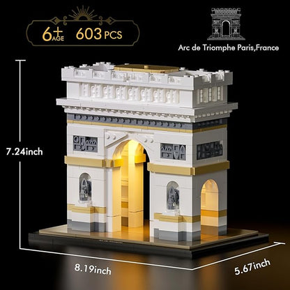 itshWOee Architecture Arc De Triomphe Building Set, Paris Collectible City Landmark Architectural Building Toys with Lights, Home Décor Paris Gift for Adults and Kids Age 6+