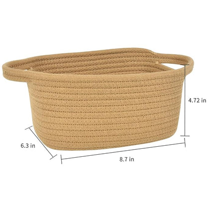 ABenkle Small Storage Basket, Mini Cotton Rope Woven Basket, Cute Boho Decorative Toy Storage Bin