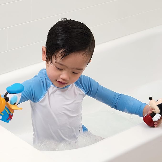 Mickey & Friends 6 Piece Bath Squirter Bucket Set. Bath Toys for Baby and Toddlers, Includes Organizer Bucket with Drainage to Store Your Bath time Water Toys.