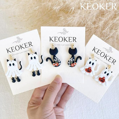 KEOKER Halloween Polymer Clay Cutters - 24 Shapes for Jewelry & Earrings