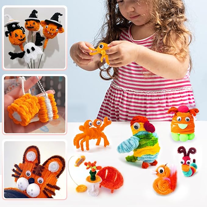 TOAOB 100pcs Pipe Cleaners Orange Pipe Cleaners Chenille Stems 6mm x 12 Inch Fuzzy Sticks Crafts Supplies for DIY Art Crafts Decorations