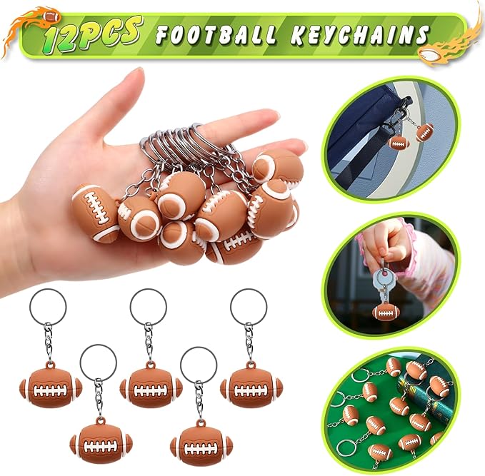 12 Set Football Party Favors Sport Birthday Supplies Drawstring Backpack Silicone Bracelet Keychain Tattoo Sticker Toy Gift Boy Kid Goodie Bag Stuffers Classroom Reward Football Party Supplies