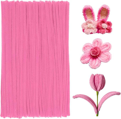 200 Pcs Pipe Cleaners Chenille Stems, Pink Pipe Cleaners, 11.8inch Long Craft Pipe Cleaner Bulk for Flowers Making, Mother’s Day DIY Art Crafts Decorations Supplies (Pink)