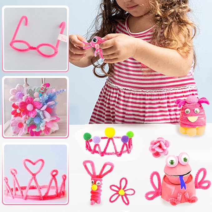 TOAOB 100pcs Pipe Cleaners Dark Pink Pipe Cleaners Chenille Stems 6mm x 12 Inch Fuzzy Sticks Crafts Supplies for DIY Art Crafts Decorations