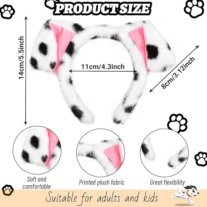 101 Days of School Dalmatian Costume Include Headband Choker Tail Tutu Skirt Knee Socks and Felt Stickers