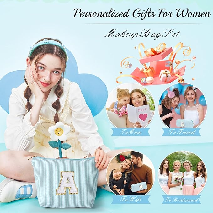 YOOLIFE Gifts for Girls, Teenage Gifts Idea, Sweet Girls Gift, 7 8 9 10 11 12 13 14 15 16 Year Old Girl | Birthday GiftsPersonalized Gift for Girls, Initial Makeup Bag Christmas Gifts for Girl C
