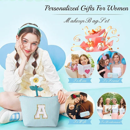YOOLIFE Gifts for Girls, Teenage Gifts Idea, Sweet Girls Gift, 7 8 9 10 11 12 13 14 15 16 Year Old Girl | Birthday GiftsPersonalized Gift for Girls, Initial Makeup Bag Christmas Gifts for Girl C