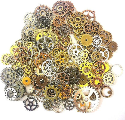 300 Gram Assorted Vintage Antique Steampunk Gears Charms Watch Cog Wheel Sets 5 Color