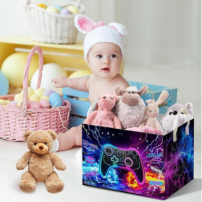 Gamer Console Storage Box, Foldable Waterproof Toy and Clothes Storage Box, Portable Fabric Storage Box for Nursery, Games Room, Gamer Decor Basket for Boys and Girls, Storage Boxes for Books, Gifts