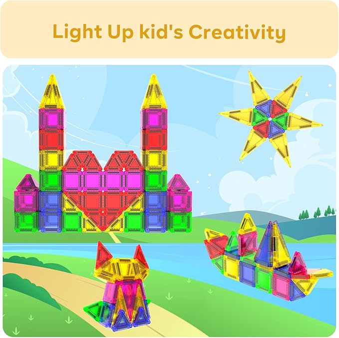 Magneverse 100 PCS Mini Magnetic Tiles - Travel Magnetic Tiles, Micro Magnet Travel Toy for Kids Ages 3+, STEM Educational Building Set Construction Toys, Boys Girls Toddlers Birthdays Gifts
