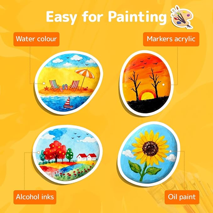Simetufy 120Pcs Rocks for Painting, 2"-3 Painting River Rocks, Flat & Smooth Stone to Paint, Hand Picked Natural Stones, Crafts for Kids & Adults