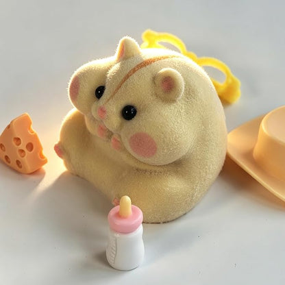 Handmade Taba Squishy Hamster Toy, Cute Squishy Hamster Fidget Toy, Realistic Hamster Toy, Soft Silicone Mochi Furry Toy, Stress Relief Gift for Adults & Kids, Sensory Anxiety Plushie (Yellow)