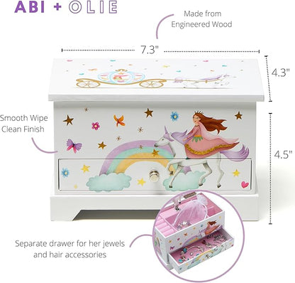 ABI + OLIE Kids Jewelry Box for Girls, Little Girls Jewelry Box, Musical Jewelry Box for Girls 8-12 - Music Boxes for Girls - Princess Castle Unicorn Theme