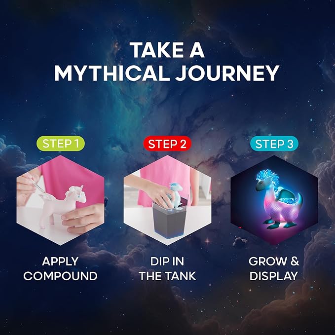 Discovery™ #MINDBLOWN Crystal Creatures Dragon & Unicorn Crystal Grow Kit [Amazon Exclusive] Easy & Simple DIY STEM Science & Chemistry Set, Fun Learning Arts & Crafts Kids Toy, Safe for Ages 8+