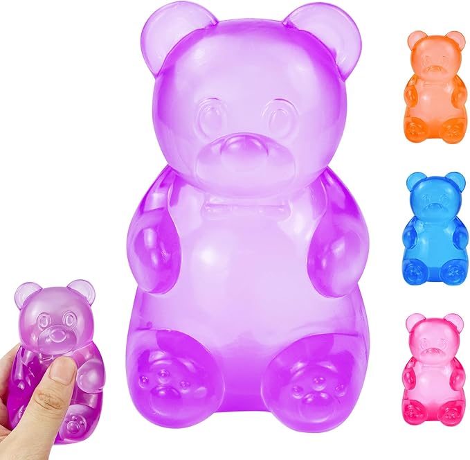 Stress Bear Taba Squishy Balls, Bear Toy Taba Squishy Toys for Kids Stress Relief Squeeze Balls for Valentines Day Gifts Birthday Gifts Party Favors-Purple