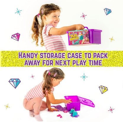 GirlZone Unicorn Sensory Bin Kingdom Sand Art Kit, 2lbs Moldable Colored Sand, 7 Tools for Kids, Rainbow Sand, Imaginative Playtime, Sensory Fun, Ideal Birthday & Holiday Gifts for Girls on Easter