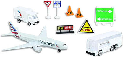 Daron American Airlines Airport Playset with Die-Cast Metal Model Airplane with Plastic Parts, Cars and Transportation Toys for Kids Ages 3+
