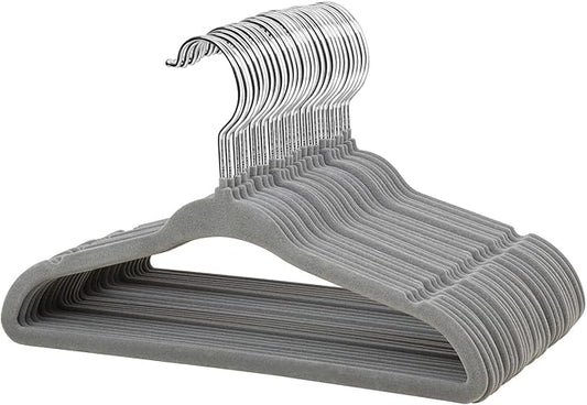 ManGotree Baby Clothes Hangers, Velvet Kids Toddlers Coat Hangers with Ultra Thin & Non-Slip Design (30 Pack, Gray)